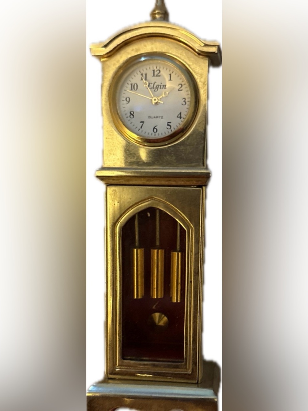 VTG Elgin Quartz Miniature  Grandfather Clock 4" x 1.25"